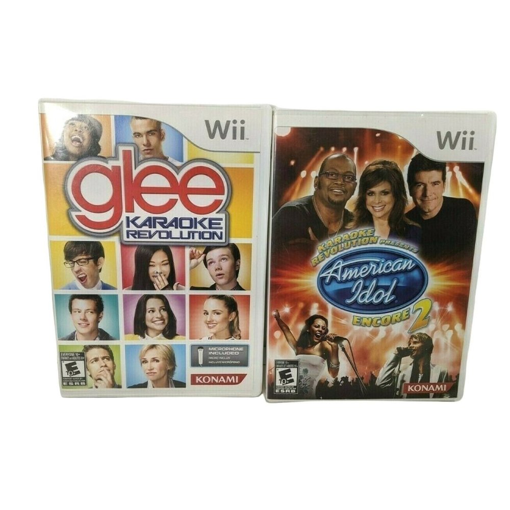 Lot 2 Nintendo Wii Karaoke Revolution: American Idol Encore 2(2008) & Glee(2011)